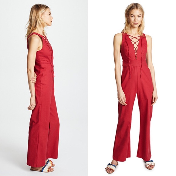 WAYF Cara Sleeveless Lace Up Jumpsuit - Picture 3 of 4